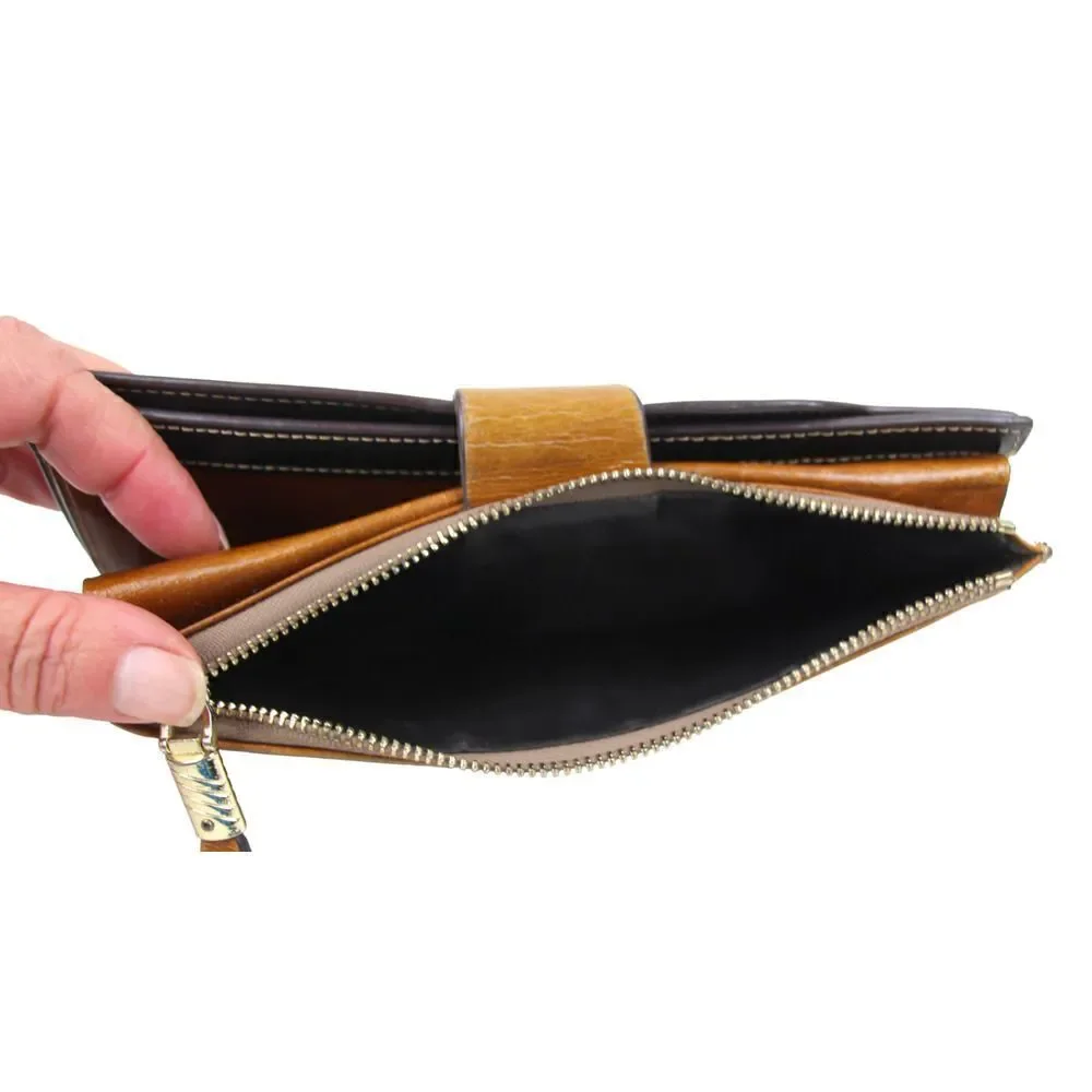 HANDCRAFTED TAN BROWN GENUINE LEATHER ID CARD COIN BILL HOLDER BIFOLD WALLET